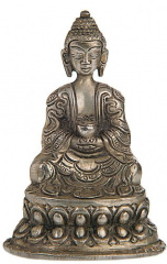 Buddha Amitabha aus Messing, versilbert 10.5cm